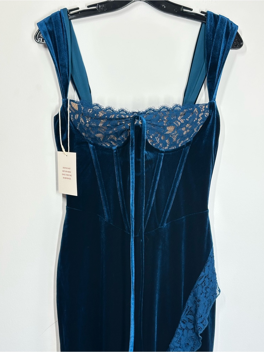 Miss Circle Odilia Teal Velvet Corset Maxi Dress - Women's Medium, NWT - Picture 3 of 7